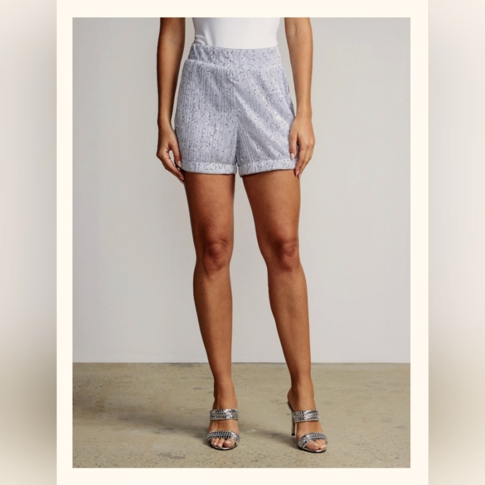 Silver sequin shorts. NWT